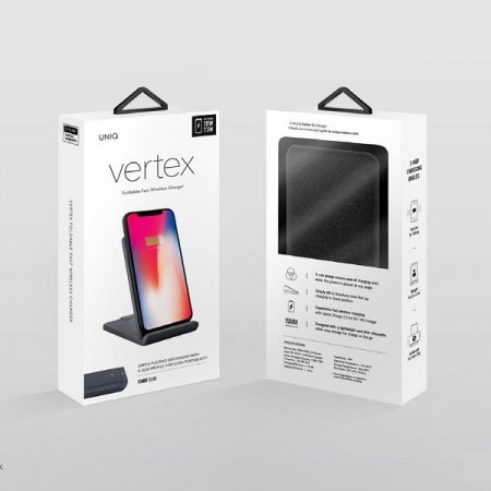 Incarcator Retea Uniq Vertex Foldable  Wireless 7.5/10W QC 3.0 Negru thumb
