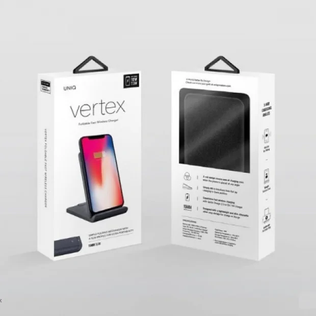Incarcator Retea Uniq Vertex Foldable  Wireless 7.5/10W QC 3.0 Negru