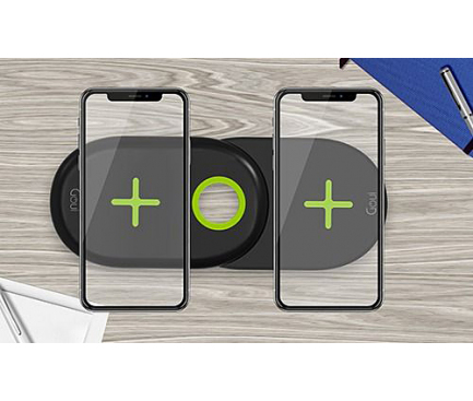 Incarcator Retea Wireless Goui Dual Ultra Charging Pad G-2WIRELESS20W cu Incarcare Rapida 20W Negru thumb