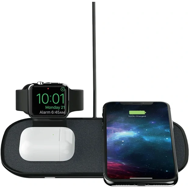 Incarcator Wireless Rapid 3in1 Mophie pentru iPhone, AppleWatch, Airpods, Negru