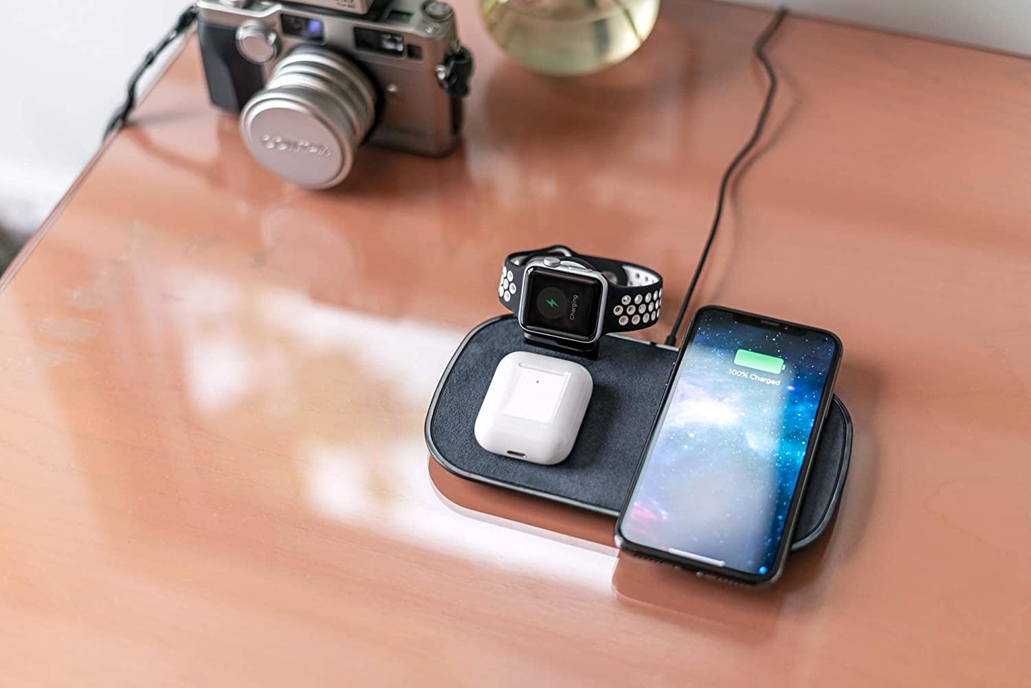 Incarcator Wireless Rapid 3in1 Mophie pentru iPhone, AppleWatch, Airpods, Negru thumb