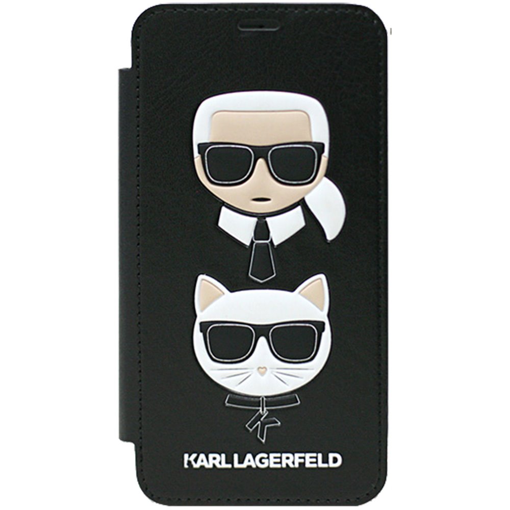 Husa  Karl Lagerfeld Karl & Choupette, Book Case Black, iPhone X thumb