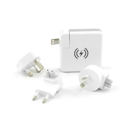 Power Bank cu Incarcare Wireless 6700mAh si Incarcator Retea 5W 4 in 1 Ksix Alb
