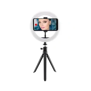 Kit Studio Ksix Trepied cu Lampa Led pentru Telefon Negru
