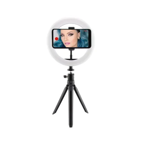 Kit Studio Ksix Trepied cu Lampa Led pentru Telefon Negru