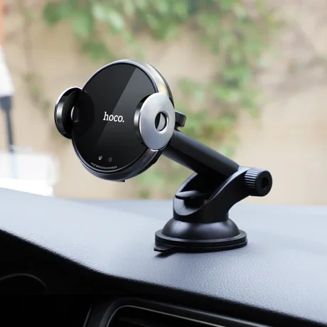 Kit Suport Auto Hoco CA48 Air Vent si Ventuza cu Incarcare Rapida Wireless Negru