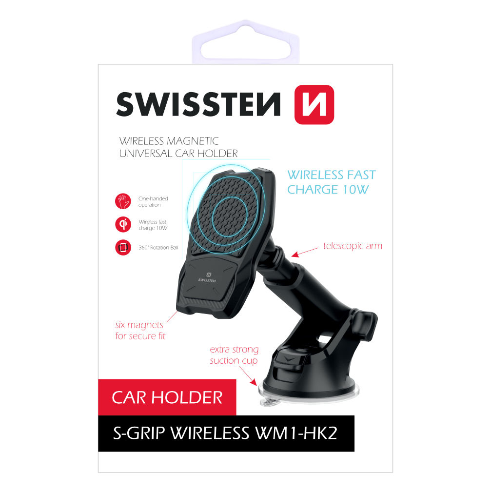 Kit Suport Auto+Incarcator Wireless Swissten S-GRIP WM1-HK2 10W Negru thumb