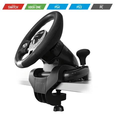 Kit Volan si Pedale Gaming Spirit of Gamer Pro 2 pentru PC/PS3/PS4/Xbox One 8 Butoane Negru