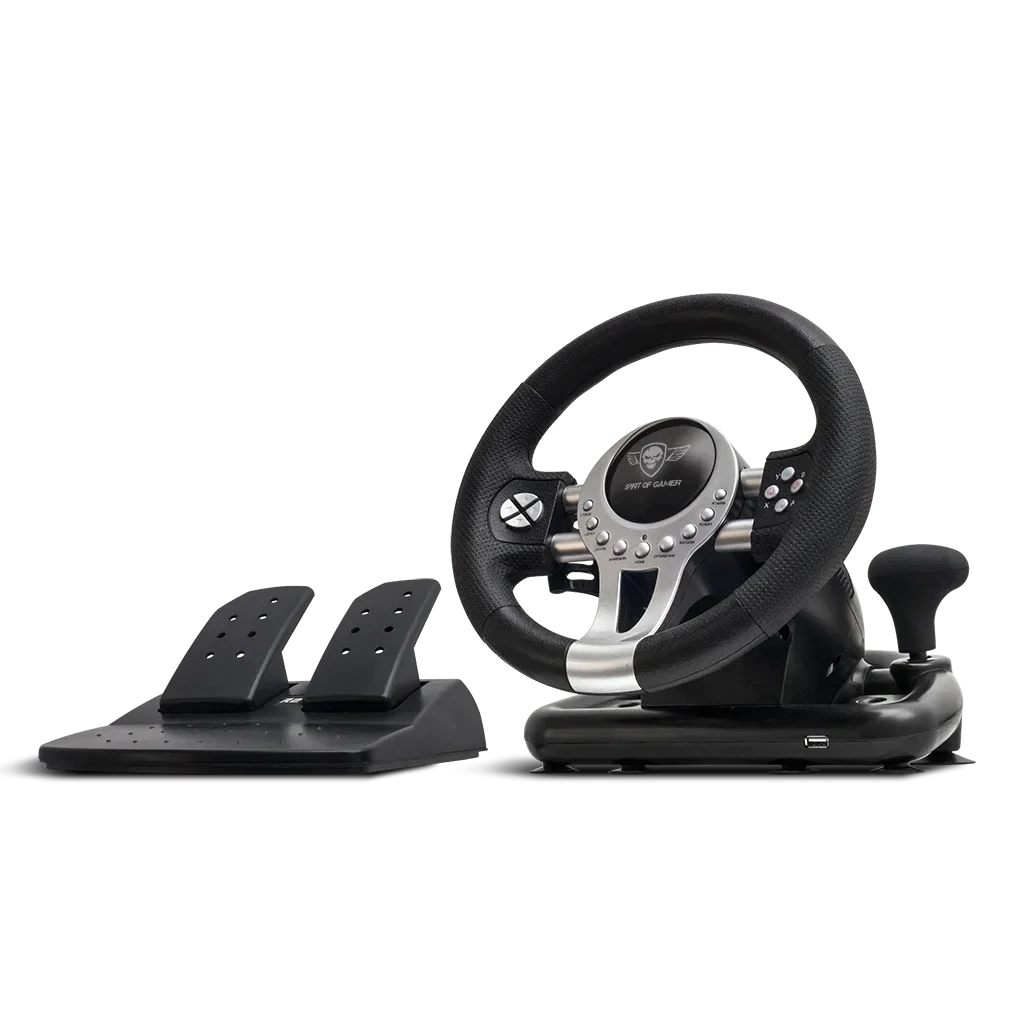 Kit Volan si Pedale Gaming Spirit of Gamer Pro 2 pentru PC/PS3/PS4/Xbox One 8 Butoane Negru