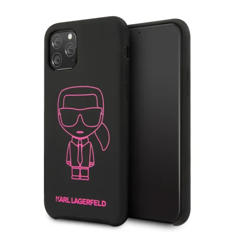 Husa Cover Karl Lagerfeld Silicone Pink Out pentru iPhone 11 Negru