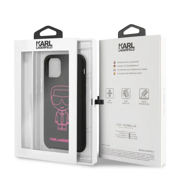 Husa Cover Karl Lagerfeld Silicone Pink Out pentru iPhone 11 Pro Max Negru