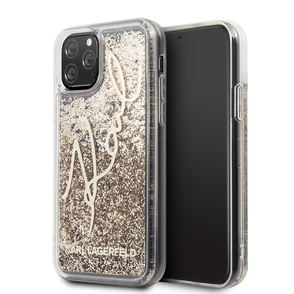 Husa Cover Karl Lagerfeld Signature Glitter pentru iPhone 11 Pro Max Gold thumb