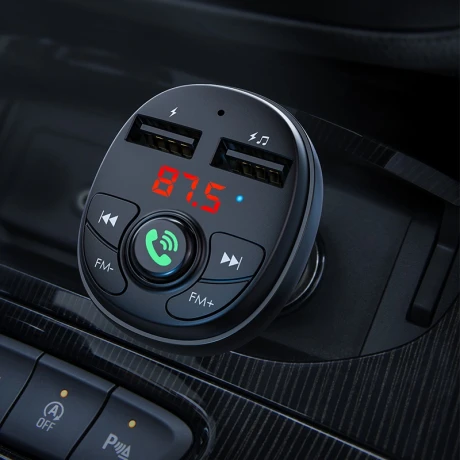 Modulator FM Bluetooth  Borofone BC26 + Incarcator Auto 2xUSB Negru