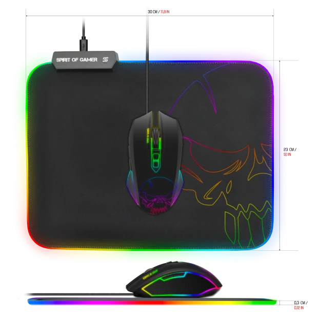 Mouse Pad Gaming Spirit of Gamer 35x25.5x0.3cm Led Multicolor