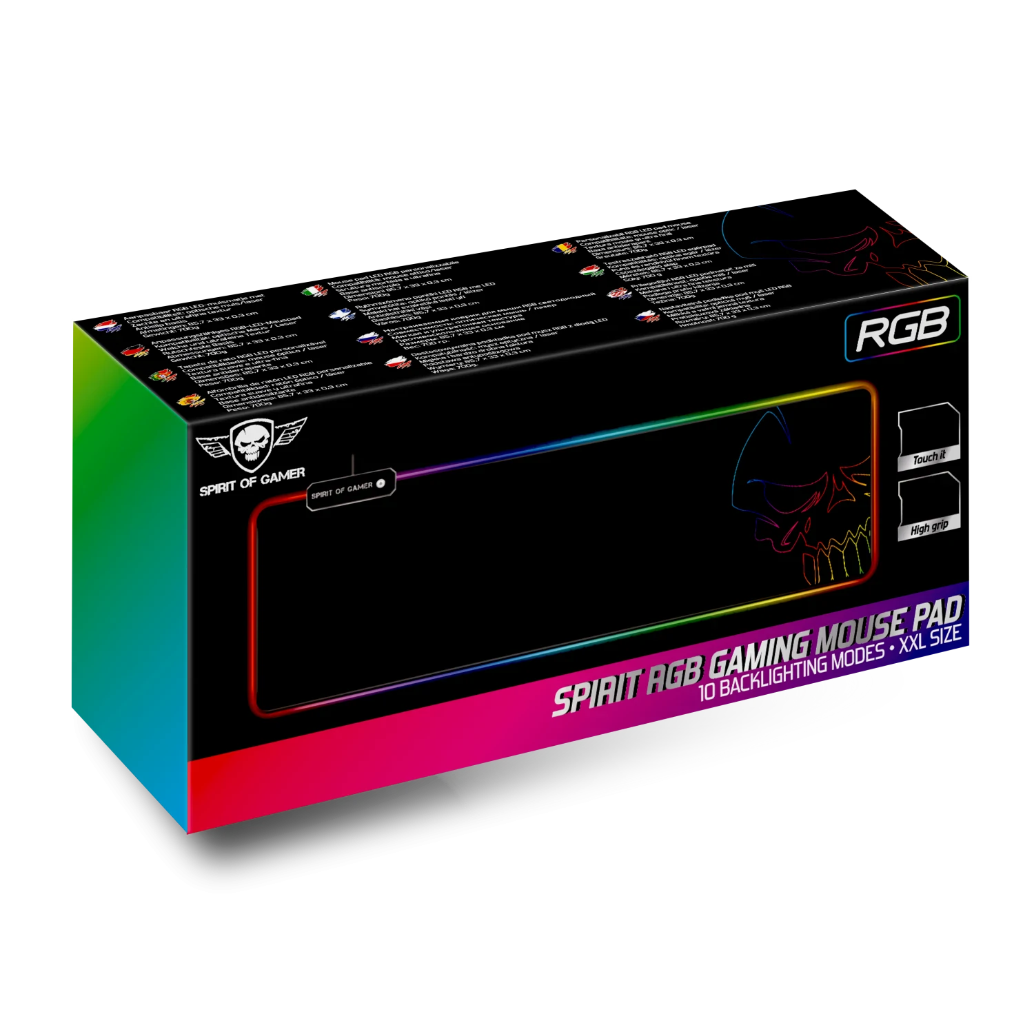 Mouse Pad Gaming Spirit of Gamer Skull RGB 80x30x0.3cm Led Multicolor thumb