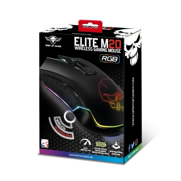Mouse Gaming Spirit of Gamer M20 Wireless Gaming 4800DPi 6 Butoane Negru