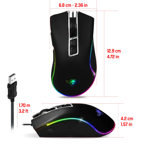 Mouse Gaming Spirit of Gamer RGB Gaming 6400DPi Optic 8 Butoane Multicolor