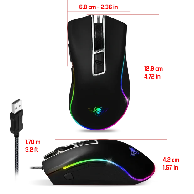 Mouse Gaming Spirit of Gamer RGB Gaming 6400DPi Optic 8 Butoane Multicolor
