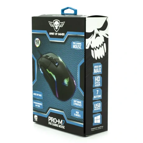 Mouse Gaming Spirit of Gamer Pro-M7 Gaming RGB 4800DPi Optic 7 Butoane Negru