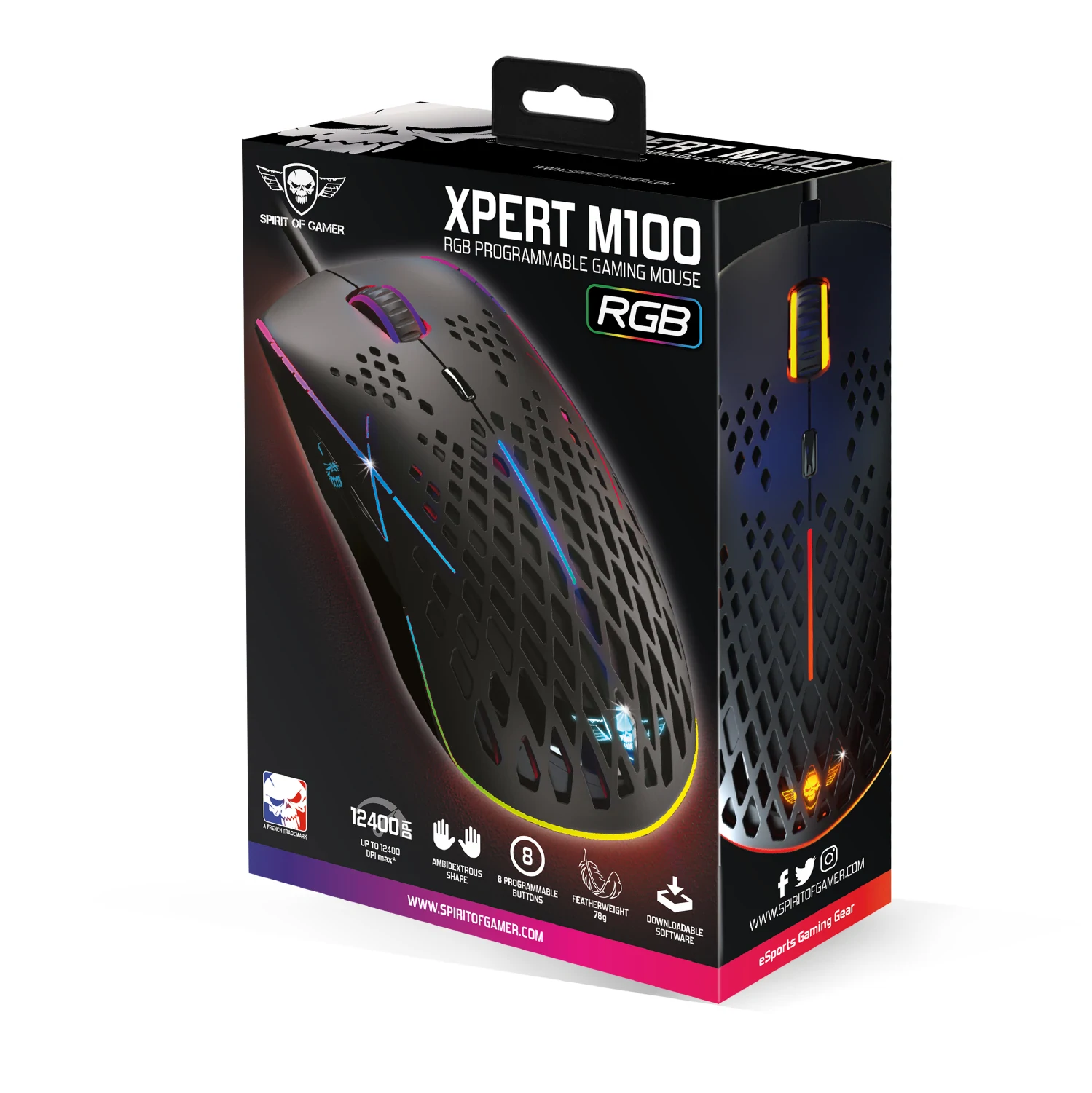 Mouse Gaming Spirit of Gamer Xpert M100 Gaming 12400DPi Ambidextru 8 Butoane Negru thumb