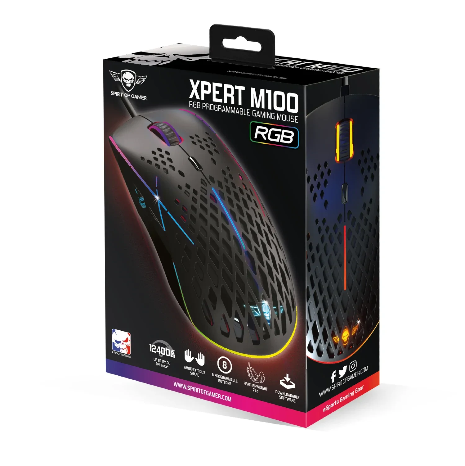 Mouse Gaming Spirit of Gamer Xpert M100 Gaming 12400DPi Ambidextru 8 Butoane Negru