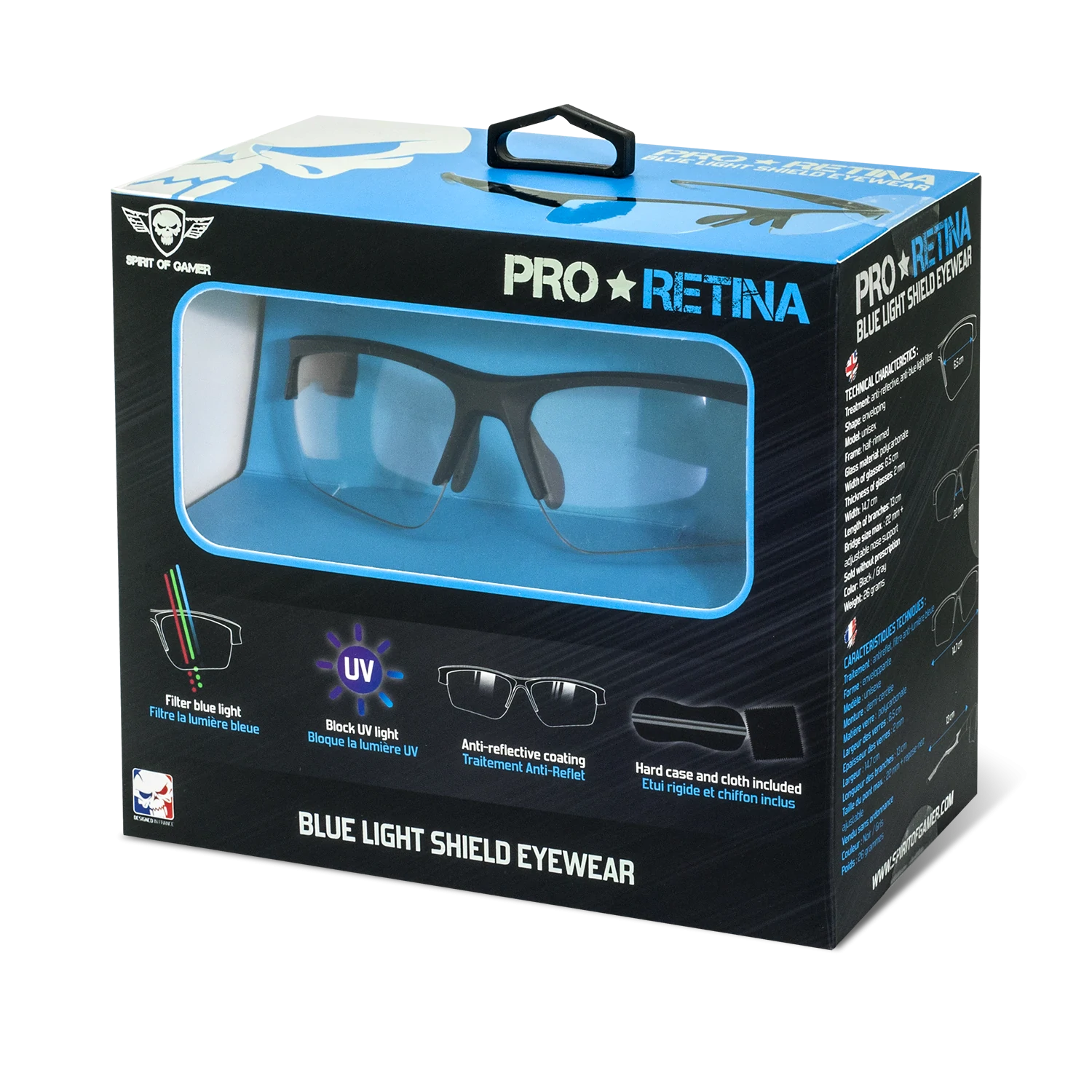 Ochelari Gaming cu Protectie Spirit of Gamer Pro Retina AntiBlue/UV Negru thumb