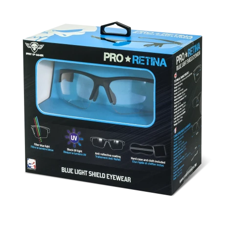 Ochelari Gaming cu Protectie Spirit of Gamer Pro Retina AntiBlue/UV Negru