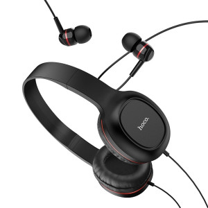 Set Casti Audio In-Ear Si On-Ear Hoco W24 Jack 3.5mm 1.2m Albastru