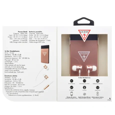 Set Casti + Power Bank Guess 4000mAH