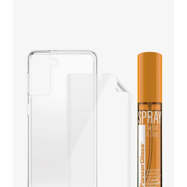 Set Folie+Husa Silicon Slim Panzer pentru Samsung Galaxy S21 Transparent