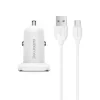 Set Incarcator Auto Borofone BZ12A 1xUSB+Cablu Date Micro Usb 1m Alb