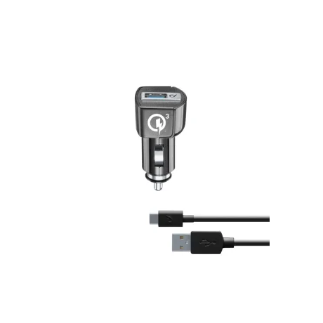 Set Incarcator Auto Cellularline  QC 3.0 18W+Cablu Date Type C 1m Negru