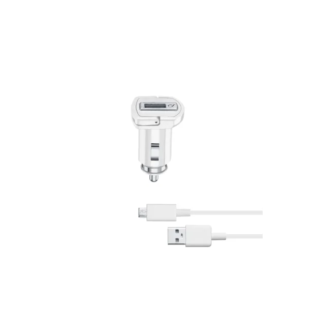 Set Incarcator Auto Cellularline 5W+Cablu Date Micro Usb 1m Alb