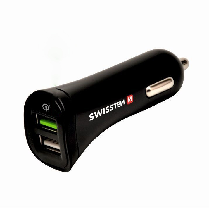 Set Incarcator Auto Swissten 2xUSB QC 3.0+Cablu Date Micro Usb 1.5m Negru thumb