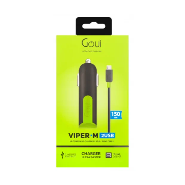 Set Incarcator Auto+Cablu Date Micro Usb Goui Viper G-CCM3A-03 2xUSB 3.1A 1.5m Negru