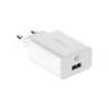 Set Incarcator Retea Borofone BA21A + Cablu Date Micro USB QC3.0 Alb