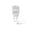 Set Incarcator Retea Cellularline QC 3.0 15W+Cablu Date Micro Usb 1m Alb