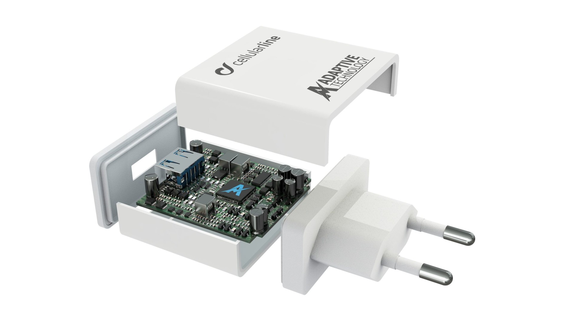 Set Incarcator Retea Cellularline QC 3.0 15W+Cablu Date Micro Usb 1m Alb thumb