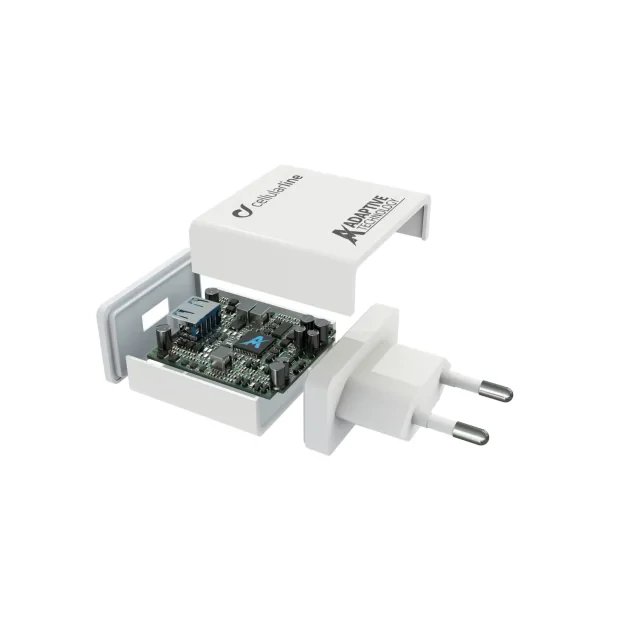 Set Incarcator Retea Cellularline QC 3.0 15W+Cablu Date Micro Usb 1m Alb