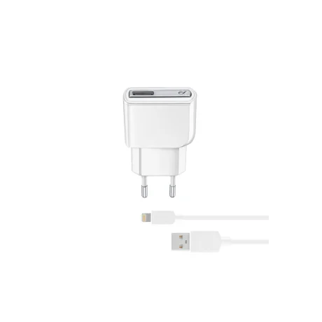 Set Incarcator Retea Cellularline QC 3.0 10W+Cablu Date Lightning 1m Alb