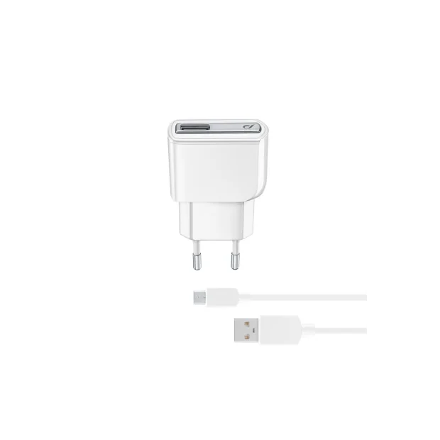 Set Incarcator Retea Cellularline QC 3.0 10W+Cablu Date Micro Usb 1m Alb