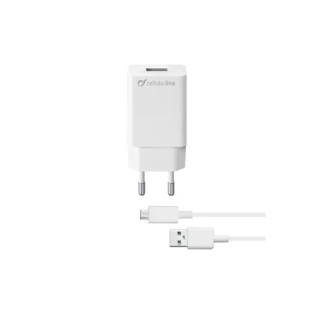 Set Incarcator Retea Cellularline QC 3.0 10W+Cablu Date Micro Usb 1m Alb