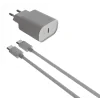 Set Incarcator Retea Ksix 18W + Cablu Date Usb C la USB C Alb