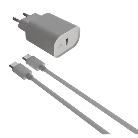 Set Incarcator Retea Ksix 18W + Cablu Date Usb C la USB C Alb