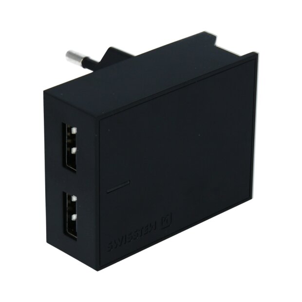 Set Incarcator Retea Swissten Smart IC 2xUSB 3A+Cablu Date Micro Usb 1.2m Negru