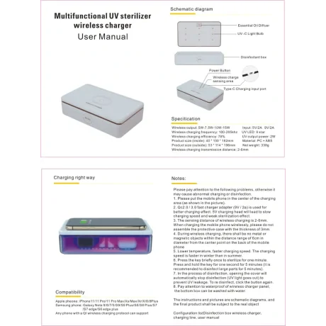Sterilizator multifunctional cu incarcator wireless