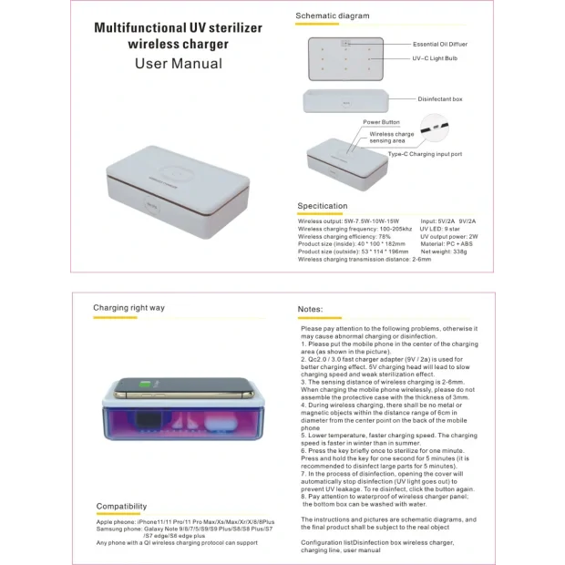 Sterilizator multifunctional cu incarcator wireless