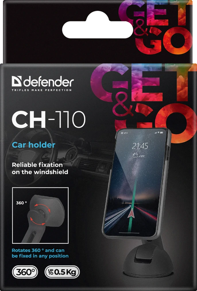 Suport Auto Defender CH-110 Magnetic cu Ventuza Negru thumb