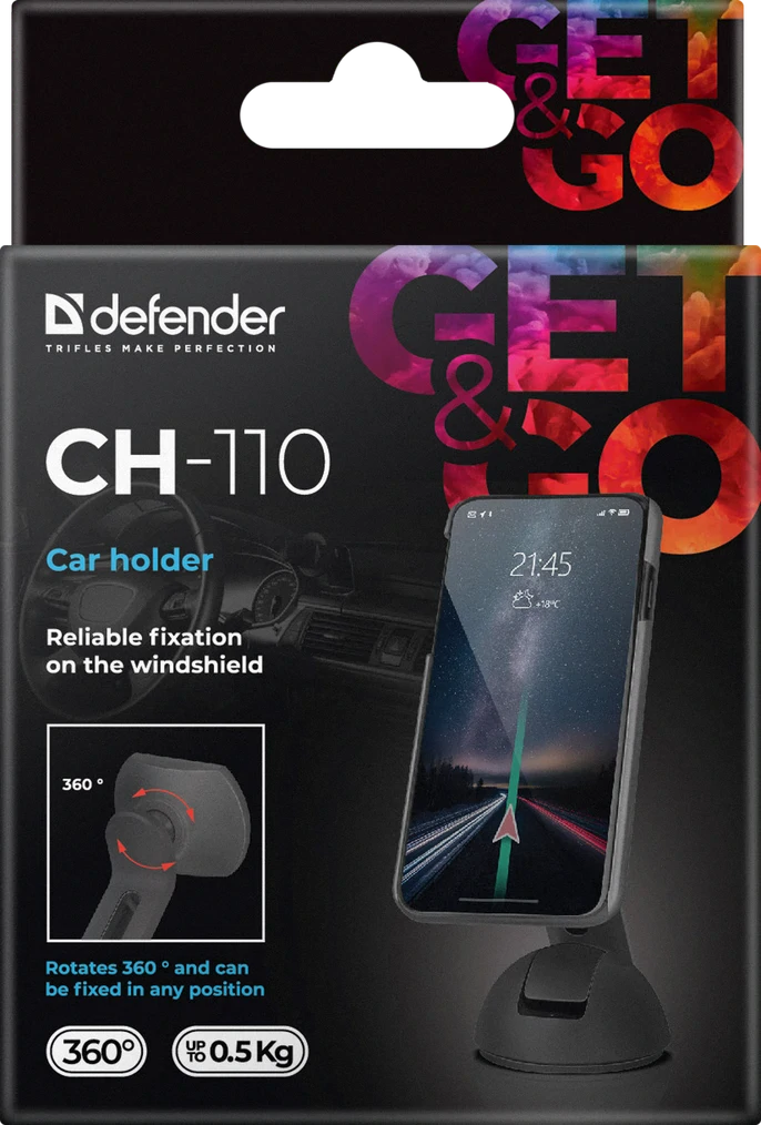 Suport Auto Defender CH-110 Magnetic cu Ventuza Negru thumb
