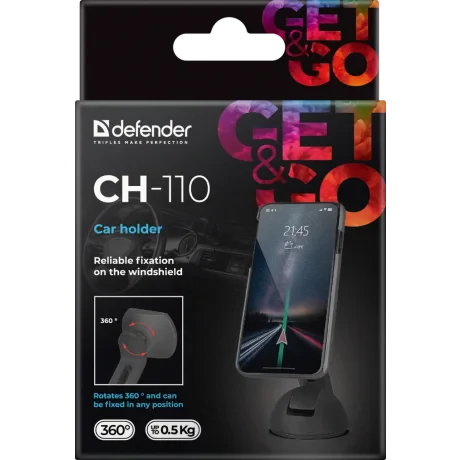 Suport Auto Defender CH-110 Magnetic cu Ventuza Negru